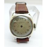 A gentleman's silver Rolco by Rolex wristwatch, Dennison case hallmarked Birmingham 1935, 28mm case,
