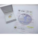 A 2020 new design gold plated silver sovereign, .999 fine silver proof, complete with certificate