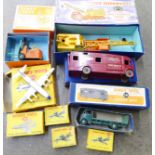 Dinky die-cast boxed vehicles, Supertoys 972, Dinky 581, 14C, 513 and five aircraft, 706, 737, 734