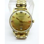 A 9ct gold cased Excalibur automatic wristwatch, (Tissot 1481 movement), rolled gold bracelet