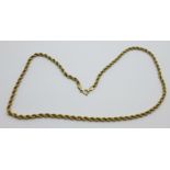 A 9ct gold rope chain, 4.8g, 46cm