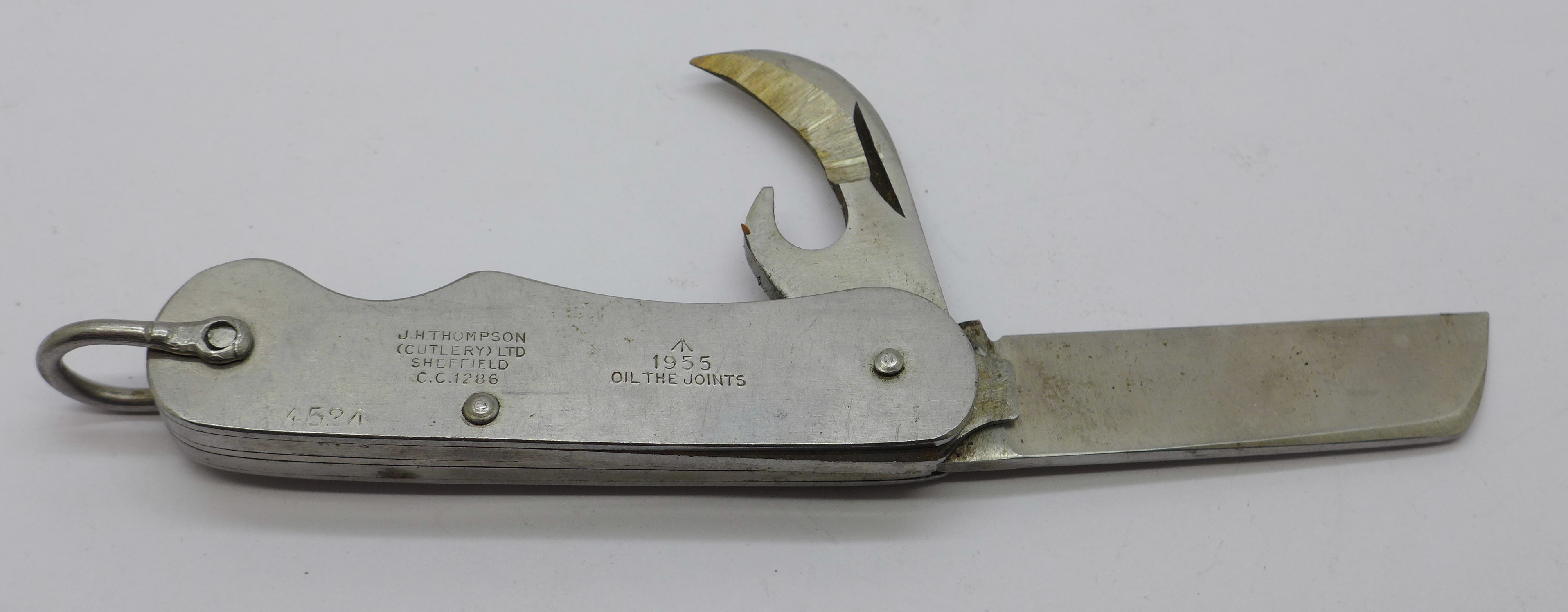 A military pocket knife, Thompson, Sheffield, marked 1955 and with broad arrow - Image 3 of 3