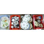 Four boxes of decorative china, mainly plates, bowls, dinnerwares, etc. **PLEASE NOTE THIS LOT IS