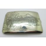 A sterling cigarette case with Japanese rural scenes on the outer case and inner case