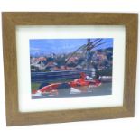 A framed photograph of Michael Schumacher, signed