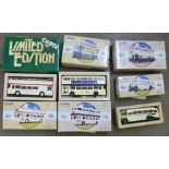 Six Corgi model buses including limited edition AEC Regal West Riding, all boxed