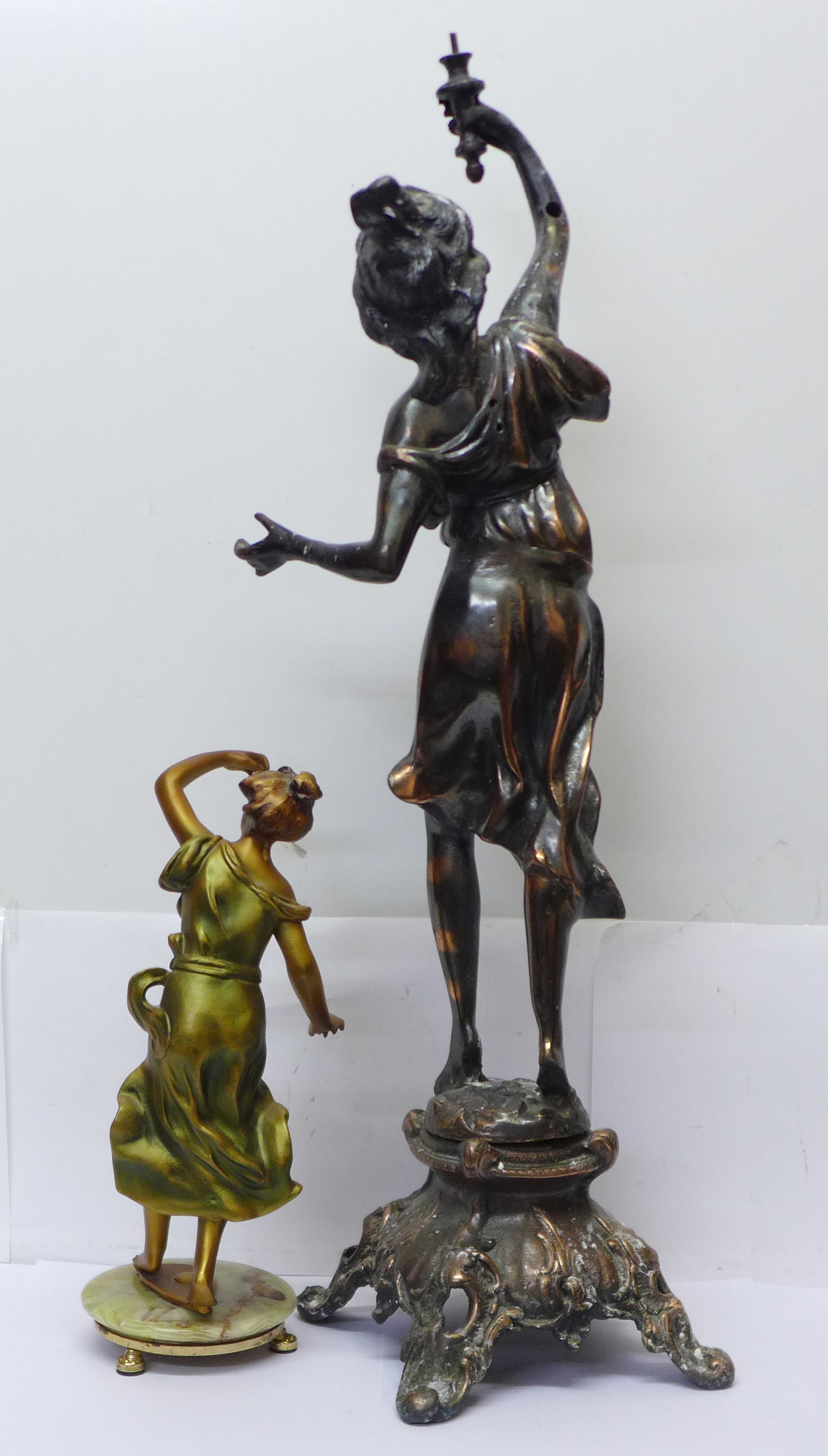 Two spelter figures of ladies, tallest 69cm - Image 4 of 5