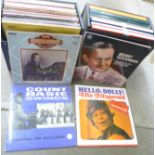 A collection of LP records including jazz, (Count Basie) musicals, easy listening and boxed sets