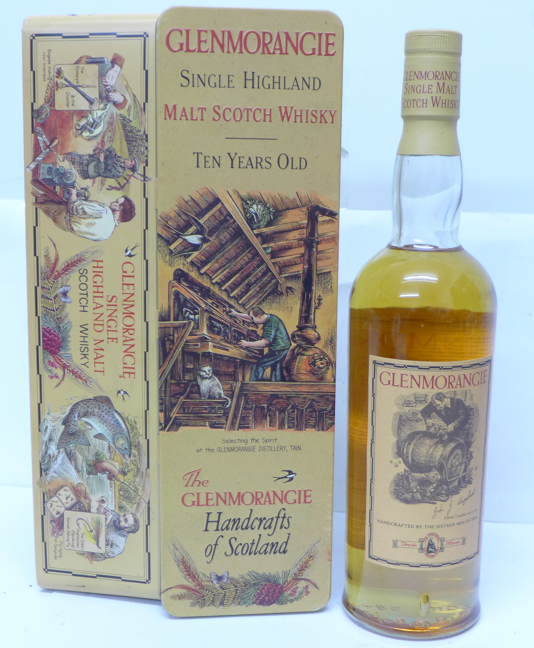 One bottle, Glenmorangie Single Highland Malt Scotch Whisky, 10 years, 70cl, with presentation tin