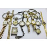 Five silver cased wristwatches and other lady's wristwatches