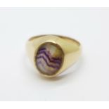 A 9ct gold and Blue John ring, 6.1g, S