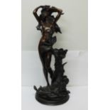 A bronze statue of an Art Nouveau style nude with foliage, 44.5cm