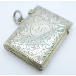 A silver vesta case, Birmingham 1900