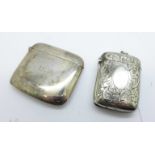 A hallmarked silver vesta case with initials and one other vesta case marked Albo Silver