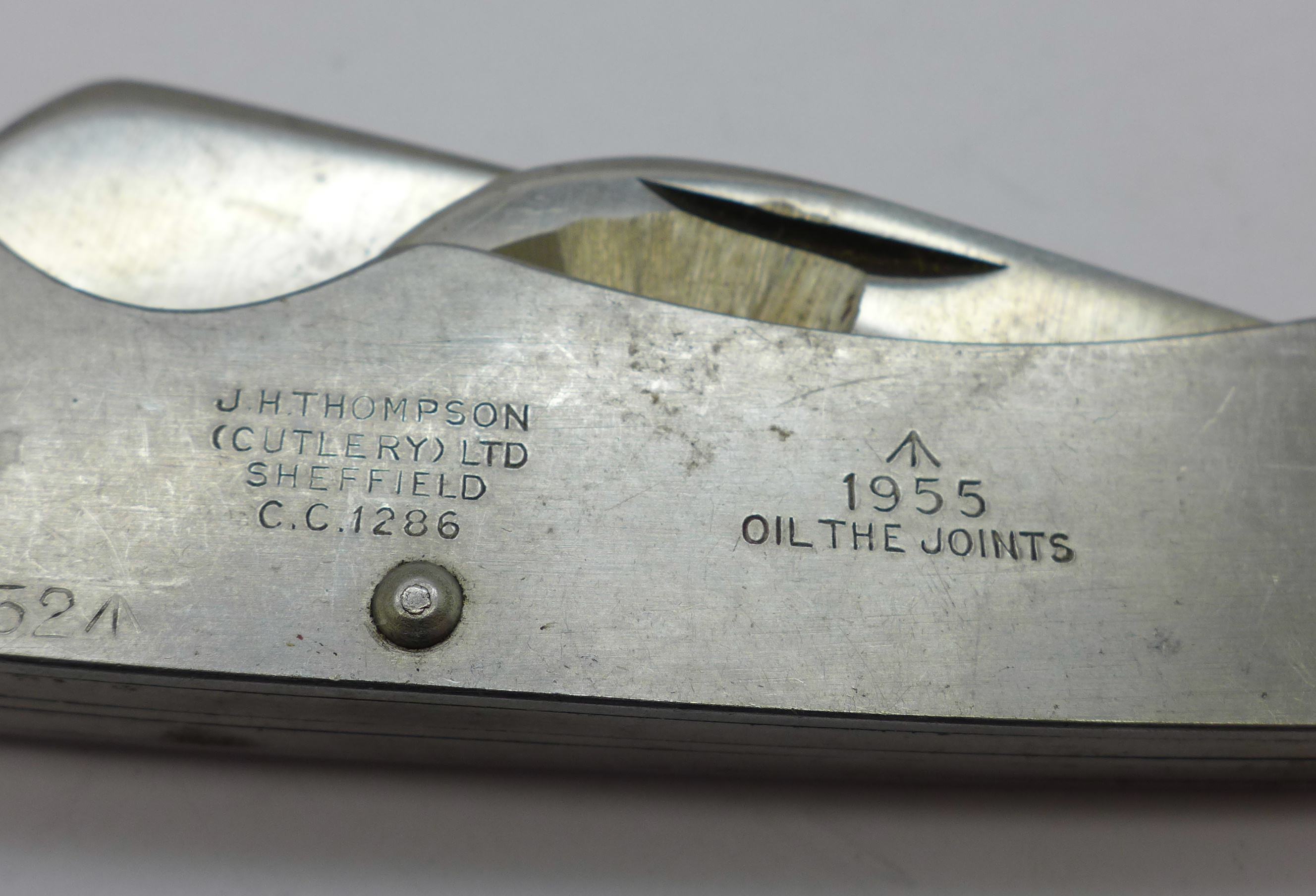 A military pocket knife, Thompson, Sheffield, marked 1955 and with broad arrow - Image 2 of 3