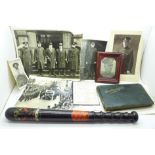 A Merthyr Tydfil Borough police truncheon, photographs and an autograph book