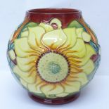 A Moorcroft sunflower globular vase, dated '94, 17cm