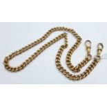 A 9ct gold Albert chain, each link marked, 37.5g, 43cm