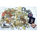 Two boxes of mixed vintage costume jewellery