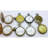Eight pocket watches, some a/f