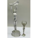 An Art Deco figure, 25.5cm and a bottle opener