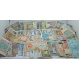 Approximately 80 banknotes