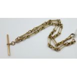 A 9ct gold Albert chain, total weight 21g with plated clip, 37.5cm