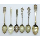 Six silver spoons, 72g
