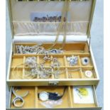 Costume jewellery including faux pearls, cased