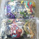 Two bags of costume jewellery