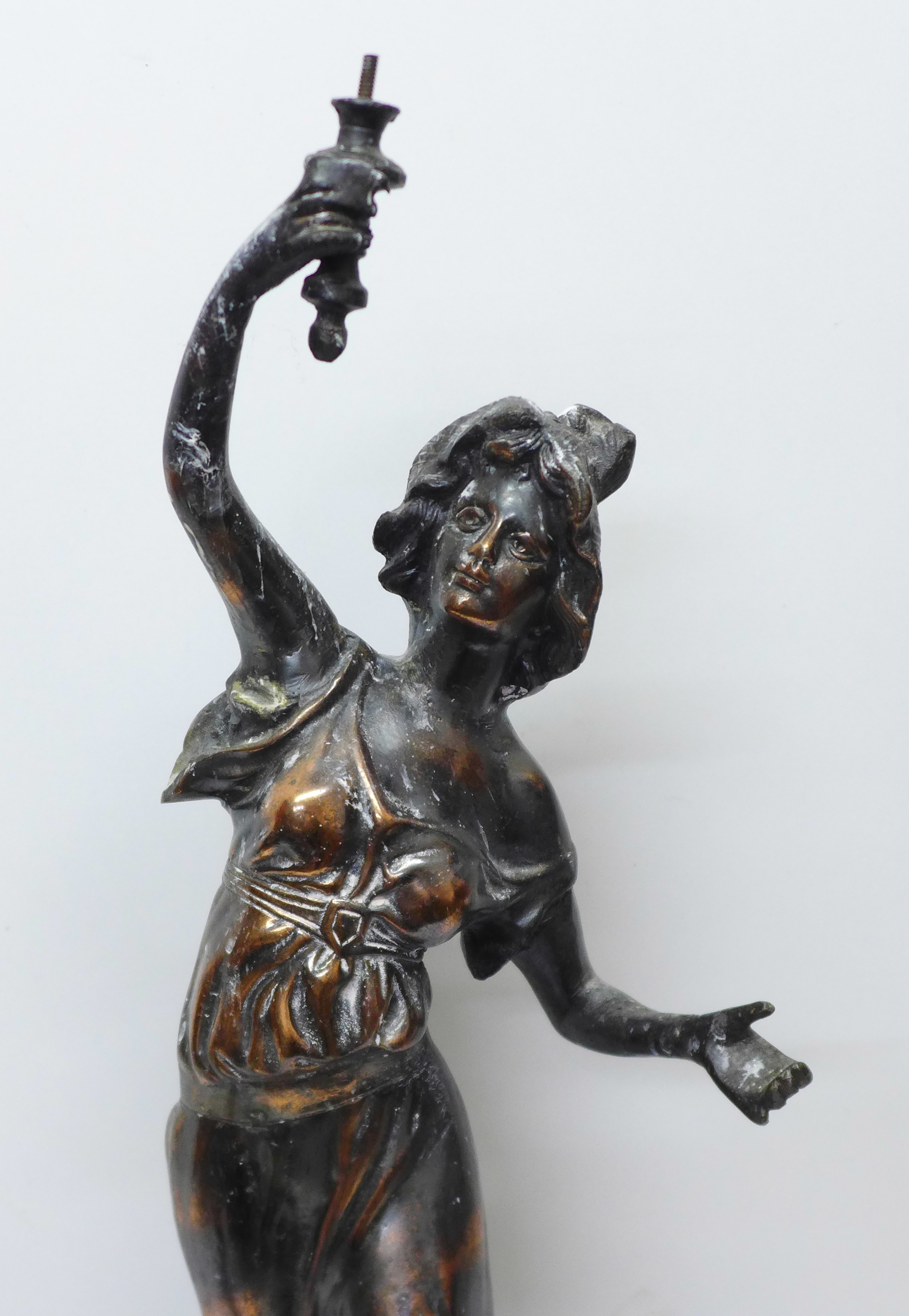 Two spelter figures of ladies, tallest 69cm - Image 2 of 5