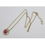 A seed pearl and ruby necklet, (1/20 14k gold plated)