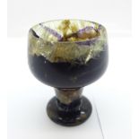 A Witches Miller vein Blue John goblet, height 6cm