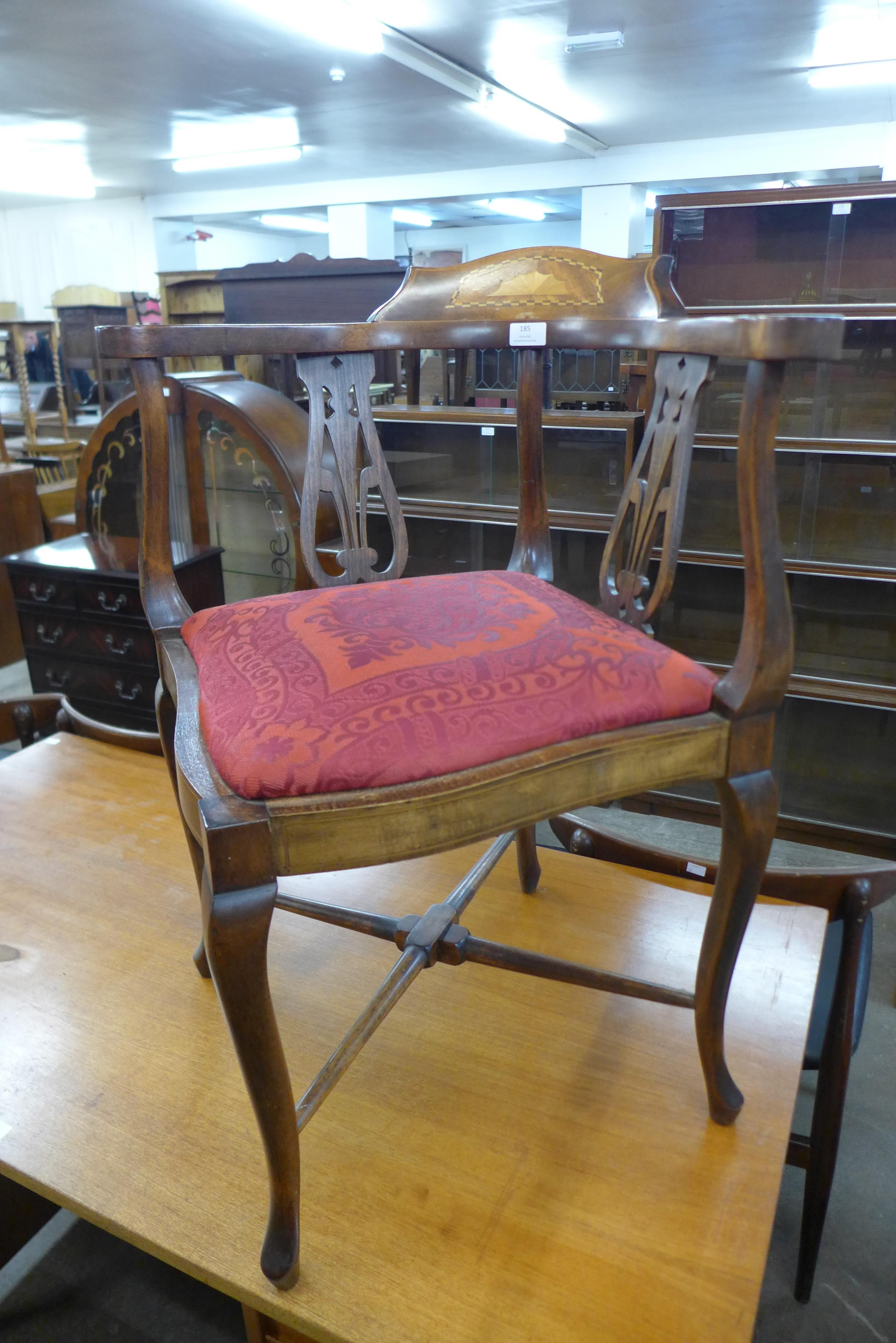 An Edward VII inlaid mahogany elbow chair - Image 2 of 3