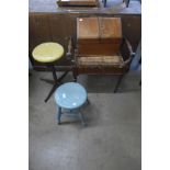 Three stools and a stationery cabinet