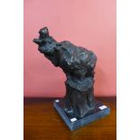 A bronze figure of a grizzly bear, on black marble socle, 39cms h