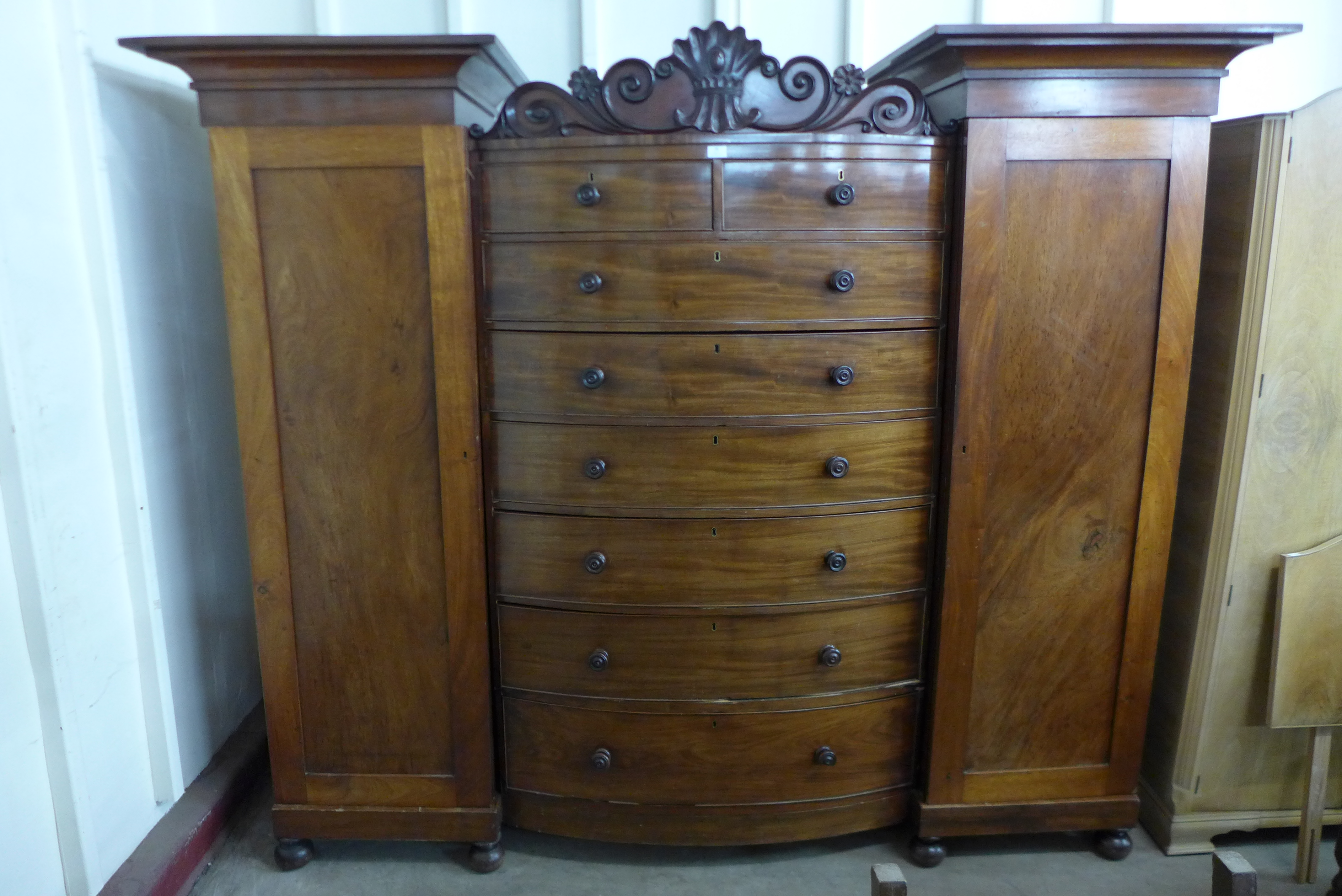 A Victorian mahogany combination breakfront wardrobe, 194cms h, 234cms w, 65cms d - Image 3 of 4