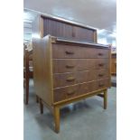 A F.D Welters Ltd. teak tambour writing desk/chest