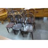 A set of six elm and beech Windsor chairs