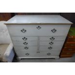 A George III painted oak chest of drawers (top adapted to lift up)