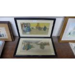 A pair of H. Cassiers prints, Dutch figures on a beach and a winter scene, framed