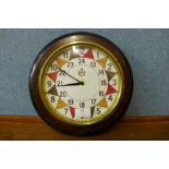 A beech circular wall clock, bearing RAF inscription to dial, 29cms d