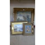 Two oil paintings, a watercolour, maps, etc.