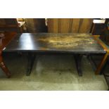 An oak and elm farmhouse refectory table