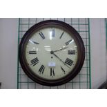 A mahogany convex fusee wall clock, 40cms d