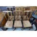 A set of six Arts and Crafts beech dining chairs