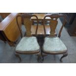 A pair of George l style walnut side chairs