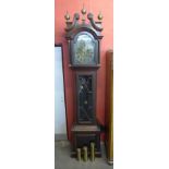 An Edward VII mahogany longcase clock, with Westminster, Whittington and St. Michael three train