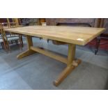 An Arts and Crafts Cotswold School oak refectory table, 73cms h, 190cms l, 91cms w