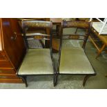 A pair of Regency mahogany and brass inlaid chairs, a Victorian beech child's correction chair and